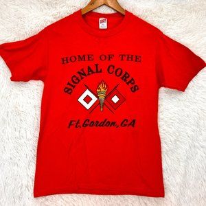 Vintage Soffe Shirts Men's Signal Corps Logo Graphic Print Single Stitch T-Shirt